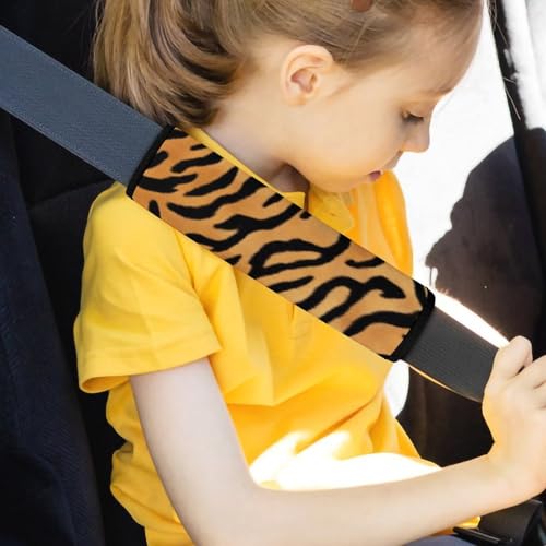 Men's Comfortable Cushion Pad Car Shoulder Strap, Wild Animal Tiger Skin Stripe Harness Pad Car Belt Covers - color: Color862
