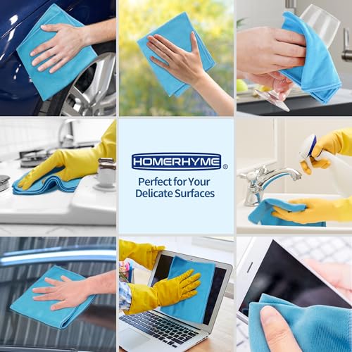 Microfiber Glass Cleaning Cloth - 10 Pack Polishing Cloths, 16" x 14" Window Cleaning Towel, Streak Free, Lint Free, Great for All Delicate Surface, Glasses, Stainless Steel, Windshield. - color: Blue, size: 10 Pk-16" X 14"