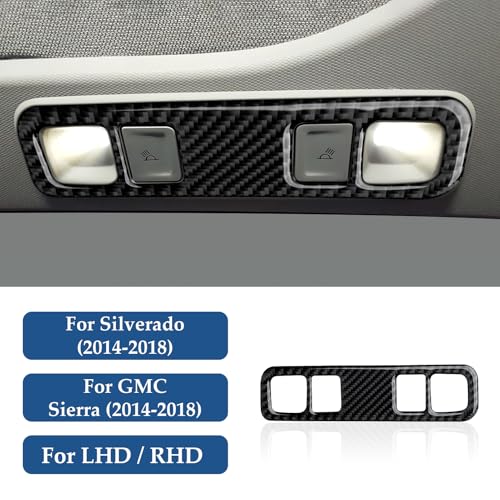 Car Rear Reading Light Sticker Carbon Fiber Decal Cover Interior Trim for Chevrolet Silverado/GMC Sierra 1500 2500HD 3500HD 2014-2018 Accessories - color: Rear Reading Light