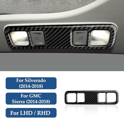 Car Rear Reading Light Sticker Carbon Fiber Decal Cover Interior Trim for Chevrolet Silverado/GMC Sierra 1500 2500HD 3500HD 2014-2018 Accessories - color: Rear Reading Light