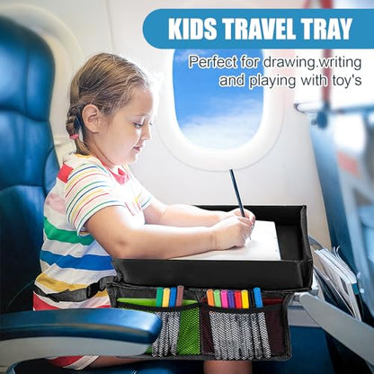 Car Seat Tray for Kids Travel - Carseat table Top for Toddler,Children’s Activity Tray Table for Car,Kids Plane Tray Cover(Black) - color: Black