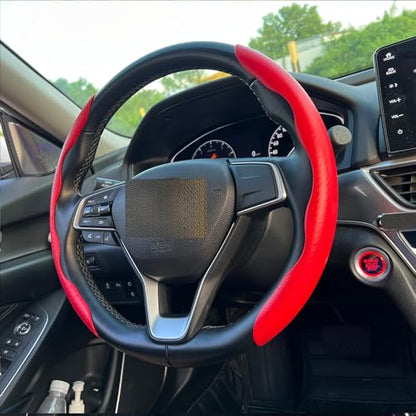 Steering Wheel Cover, Car Carbon Fiber Steering Wheel Cover, Car Wheel Cover for Men/Women, Universal Fit for 99% Steering Wheel (Carbon Fiber-Red) - color: Carbon Fiber-Red