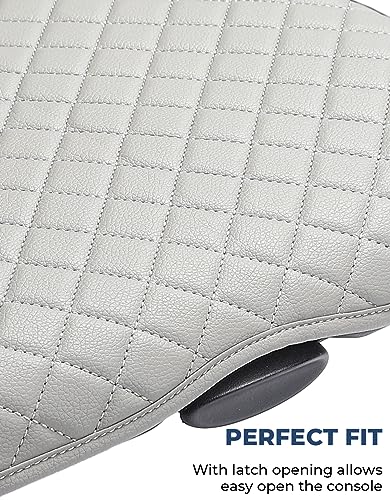 ISSYAUTO Center Console Cover Compatible with 2002-2012 Ram 1500 2500 3500 Jump Seat Console, Leather Armrest lid Cover Arm Rest Covering for Car, Durable Middle Console Cover, Gray