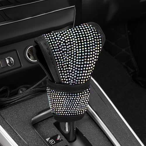 Bling Auto Gear Shift Knob Cover, Car Knob Gear Stick Protector, Sparkly Crystal Rhinestones Gear Shift Knobs Cover for Women Girls, Universal Interior Decor Accessories (AB) - color: AB