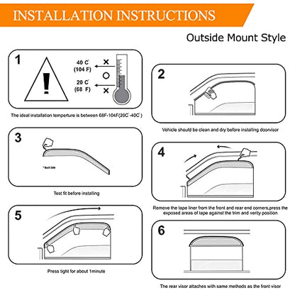 Wensdy 4pcs Side Window Wind Deflector Visors,Outside Mount Sun rain Guards for 1999-2006 Chevy Silverado/GMC Sierra 1500/2500/3500,2007 HD Classic Models Trucks with Ext. Cab 94044 - size: 99-06 Silverado/Sierra 1500 Ext Cab