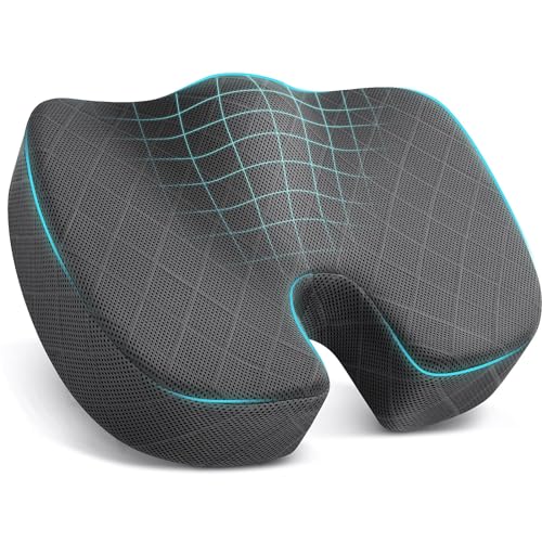 TushGuard Seat Cushion - Memory Foam Cushion for Office Chair, Car Seat, Airplane, Bleacher - Sciatica & Hip & Coccyx Pain Relief Desk Chair Cushion for Long Sitting Office Workers, Car Drivers - color: Grey, size: Large