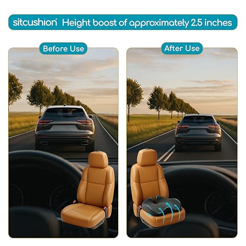 SitCushion Car Seat Cushion for Long Driving – X Large Memory Foam Seat Cushion for Sciatica & Tailbone Pain Relief, Orthopedic Coccyx Cushion with Non-Slip Bottom, Back Pillow for Car, Truck (Black)