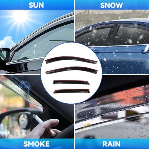 4pcs Smoke Tint Sun Rain Guard Vent Window Visors Compatible with 2010-2016 Cadillac SRX, Outside Mount Tape On Style Acrylic Set of 4 Front+Rear - size: Compatible with 2010-2016 Cadillac SRX