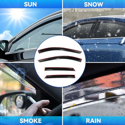 4pcs Smoke Tint Sun Rain Guard Vent Window Visors Compatible with 2010-2016 Cadillac SRX, Outside Mount Tape On Style Acrylic Set of 4 Front+Rear - size: Compatible with 2010-2016 Cadillac SRX