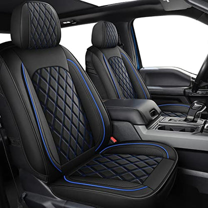 MIROZO 2PCS Front Seat Covers,Waterproof Car Seat Cover Blue Vehicle Cushion Cover Breathable Fit for Most Sedan, Truck and SUV (Black and Blue,2PCS) - color: Black Blue, size: 2PCS Front