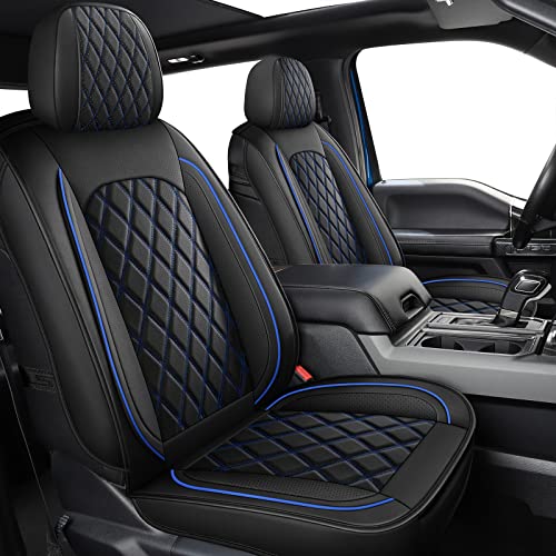 MIROZO 2PCS Front Seat Covers,Waterproof Car Seat Cover Blue Vehicle Cushion Cover Breathable Fit for Most Sedan, Truck and SUV (Black and Blue,2PCS) - color: Black Blue, size: 2PCS Front