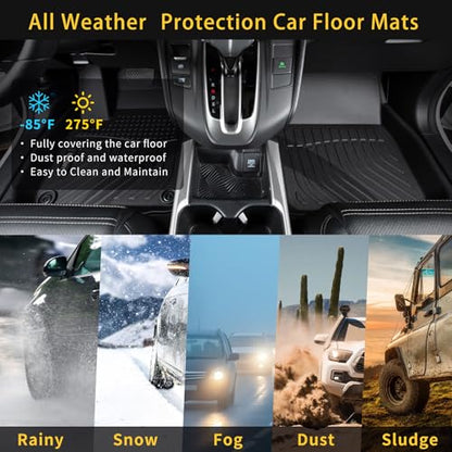 GINOWY- Floor Mats & Cargo Liner for Hyundai Santa Fe 2021-2023, TPE All Weather Protection Santa Fe Car Mats, Non-Slip Trunk Mat, Waterproof Santa Fe Car Accessories Floor Liners, Black - style: 21) for Hyundai Santa Fe Fuel 2021-2023 Full Set