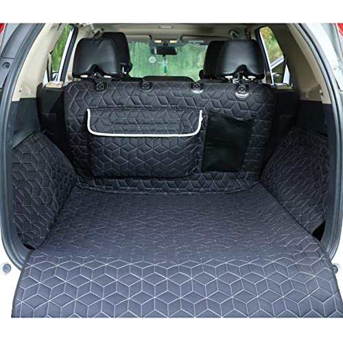 Meginc SUV Cargo Liner for Dogs,100% Waterproof Pet Trunk Car Seat Cover Mat with Bumper Flap Protector,Dog Protect Auto Carpet, Heavy Durable Pet Car Seat Protector for SUV CRV RAV4 Q5 CX5 - color: Cargo Liner-Black, size: Small-Mid SUV
