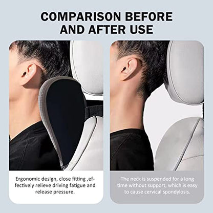 Ultra Soft Car Headrest Pillow, Car Pillow for Driving with Adjustable Strap, 100% Memory Foam Neck Cushion, Breathable Removable Cover & Ergonomic Design - Car Neck Pillow(Moonlight-Silver, 1PC) - color: Silver