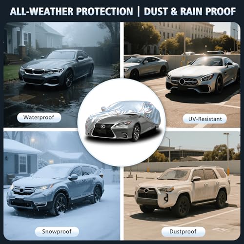 Car Cover Waterproof All Weather for Lexus ES 2001-2025,All-Around Fastening and 4 Upgrades, 30s Quick-Install for Car Cover - size: 4（for Lexus ES）
