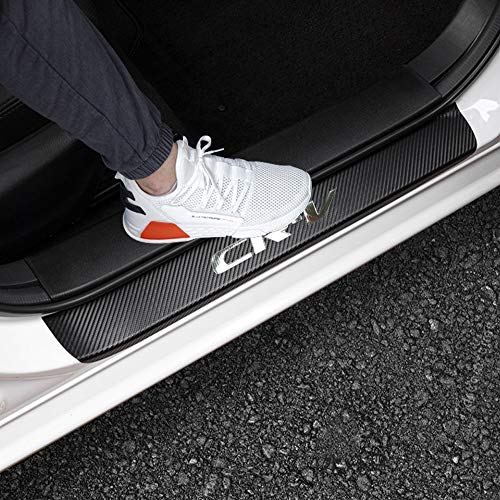 LEXLEY for 2006-2023 2024 2025 2026 CRV CR-V Carbon Fiber Style Leather Door Sill Protector Anti-Dirty Scuff Plate Cover Guard Sills Protector Trim,Welcome Pedal Protect 4PCS -Sliver - color: SILVER