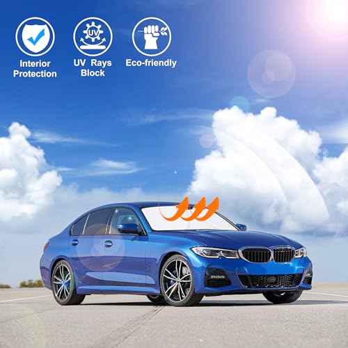 Windshield Sun Shade Custom Fit for 2019-2024 2025 2026 BMW 3 Series Accessories Foldable Sunshade Sun Blocker Protect Car from Sun Rays & Heat Damage Keep Car Cooler - size: Fit BMW 3 Series 2019-2026
