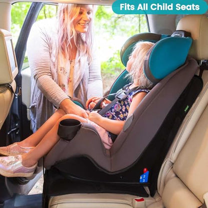 PIDO Car Seat Protector, 2 Pack Seat Protector Under Baby Car Seat with Thick Padding and Non-Slip Back, Waterproof Carseat Protection Cover Pad for Vehicle Leather Upholstery, Black - color: Black