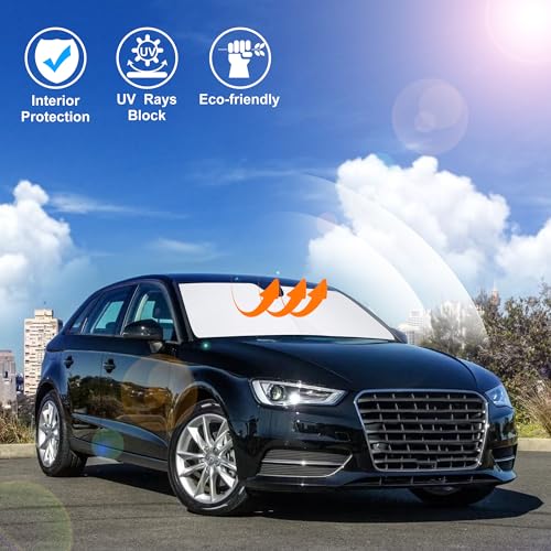 Windshield Sun Shade Custom Fit for 2014-2020 Audi A3 Accessories Foldable Sunshade Sun Blocker Protect Car from Sun Rays & Heat Damage Keep Car Cooler - size: Fit Audi A3 2014-2020