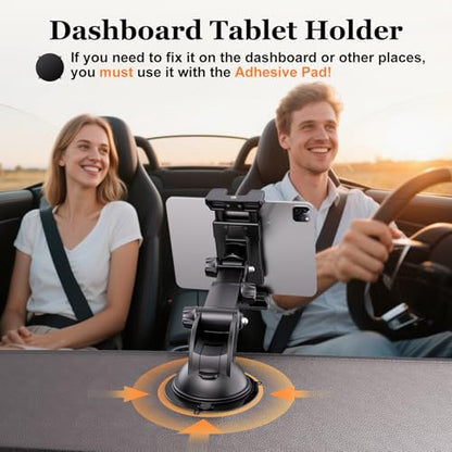 OHLPRO Tablet Holder for Car Dashboard [Suction Cup Mount] Windshield Wall Desk, Adjustable Stand for 5-13" iPad mini Air Pro Galaxy Tab S9 Phone - Heavy Duty Truck Accessories - size: 9" ABS Arm