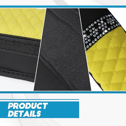 wuyaoyao 2PCS Bling Car Seat Belt Cover Pad, Breathable Leather Seatbelt Covers for Cars, Soft Comfortable Seatbelt Shoulder Strap Covers, Rhinestone Auto Seat Belt Protector Cushion (Yellow) - color: Yellow