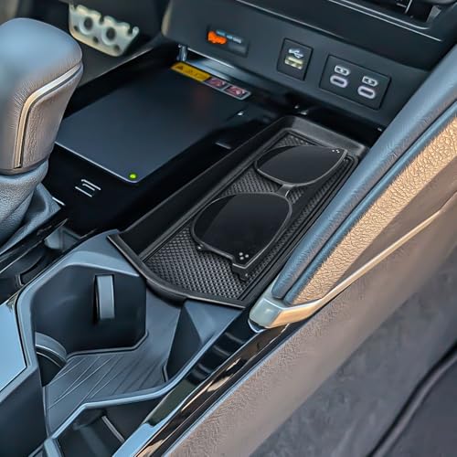 EDBETOS Gear Shift Side Insert Tray Compatible with 2025 2026 Toyota Camry Front Center Console Organizer Tray Interior Accessories, Hidden Card Slot Storage Box with Rubber Mats, Fits XSE XLE SE LE