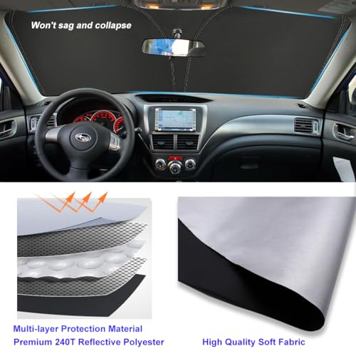 Windshield Sun Shade for Subaru Impreza WRX/WRX STI 2008-2014 2015 Front Window Shade Sun Visor Protector Subaru Impreza Accessories Foldable Sunshade Reflective Polyester Blocks UV Rays Keep Cool - size: for Impreza 2008-2015
