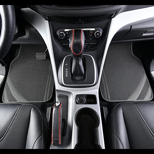 CAR PASS Car Floor Mats, Edge Leather Waterproof Car Mats with Double Stitch Line and Anti-Slip Backing Design, Fit 95% Automotive,SUVS,Sedan,Vans (Pure Gray) - color: Gray