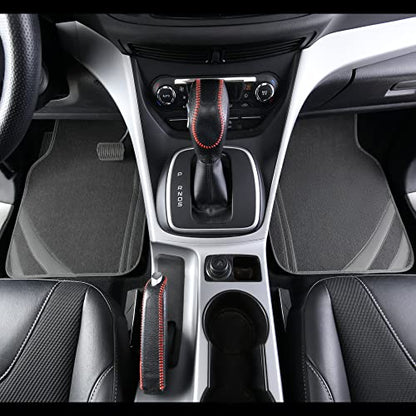 CAR PASS Car Floor Mats, Edge Leather Waterproof Car Mats with Double Stitch Line and Anti-Slip Backing Design, Fit 95% Automotive,SUVS,Sedan,Vans (Pure Gray) - color: Gray