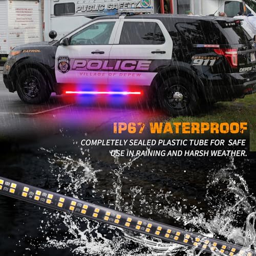 XRIDONSEN 2PCS 60 inch Police Lights Strip 720 LED Running Board Police Light Red Blue Emergency Strobe Flashing Warning Hazard Safety w/Waterproof Flexible Tube for Vehicles Trucks SUV Jeep - color: Red/Blue