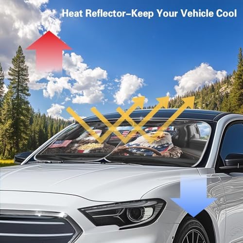 2 PCS Car Windshield Sun Shade,Eagle Car Front Window Sunshade Visor Shield Cover for Most SUV Truck - color: Eagle