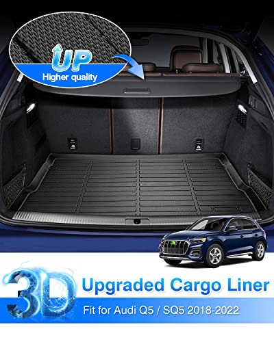 Cartist Cargo Liner Compatible with 2018-2023 2024 2025 Audi Q5 / SQ5 (No Hybrid Models) All Weather Trunk Mat High Side Waterproof Black TPE - size: 1)Audi Q5 / SQ5 (No Hybrid Models)【2018-2025】