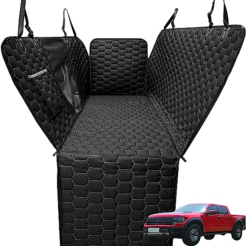 Meginc Dog Car Seat Cover for Trucks, Dog Seat Cover for Back Seat Protector F150 Ram 1500, Waterproof Dog Hammock for Truck with Mesh Window Heavy Duty Seat Cover for F-Series/GMC Sierra/Silverado - color: Hammock-Black