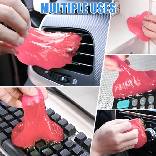 Car Cleaning Gel, Vehicle Dust Detailing Putty Slime Cleaner Kit for Air Vent, Reusable Automotive Interior Detail Clean Mud Removal Tool, Universal for SUV Sedan Truck (Pink) - color: Pink