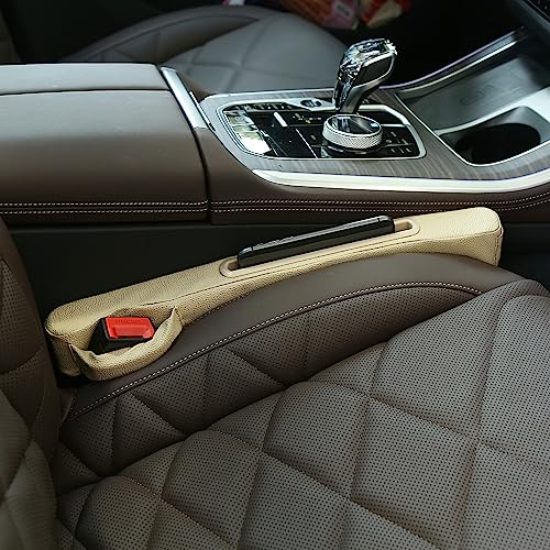 Car Seat Gap Filler 2 Pack,Car Seat Gap Filler Organizer,Car Seat Gap Plug with Storage Slot,3 in 1 Car Seat Gap Filler,Prevent Small Items from Falling(Beige) - color: beige