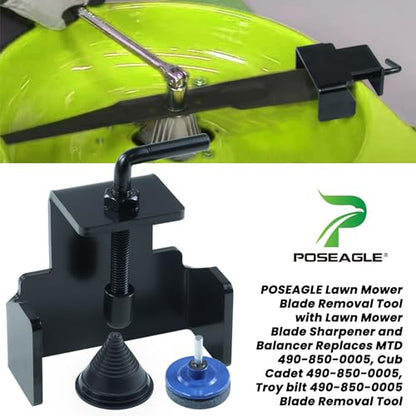 Riding Lawn Mower Blade Removal Tool with Lawn Mower Blade Sharpener and Balancer Replaces MTD 490-850-0005 Blade Removal Tool Cub Cadet 490-850-0005 Lawn Mower Blade Holder Removal Tool - color: A03 1xLawn Mower Blade Removal Tool Kit