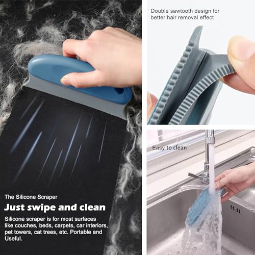 Pet Hair Remover 3-Pack, Dog Cat Hair Remover, Lint Shaver Cleaner Pro, Fur Removal Tool, Portable Carpet Scraper, Fuzz Rollers Hairball Brush for Carpets, Clothes, Car Mats, Couch, Pet Bed, Furniture