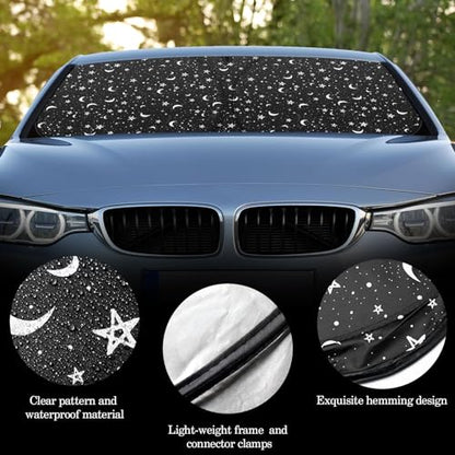 Woanger Windshield Sun Shade Foldable Car Front Window Covers for Car Accessories Sun Heat UV Rays Visor Protector Protection for Universal Cars SUV Truck (Starry Night) - style: Starry Night