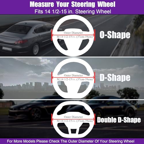 Furry Car Steering Wheel Cover, Fluffy Cover, Soft Warm Plush Non-Slip, 14 1/2-15 inch, for Women Girls, Purple - color: single cover - purple