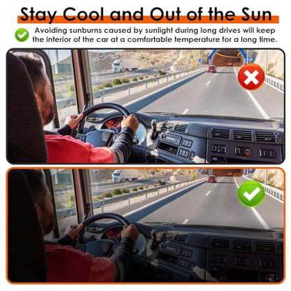Side Window Sun Shade for Semi Truck, 22×24 inch Large Car Window Shades for Freightliner Volvo VNL International Trucks - Semi Truck Accessories, Easy Install, Interior UV Protection