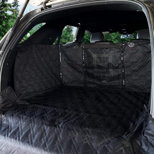 Bulldogology SUV Cargo Liner for Dogs 55"x82" Heavy Duty Complete Pet Trunk Cargo Cover Area - Trunk Cover Car Protector for Dogs Waterproof Nonslip Mat - Dog Cargo Liner SUVs Vans Cars (Large, Black) - color: Mesh Black, size: Large