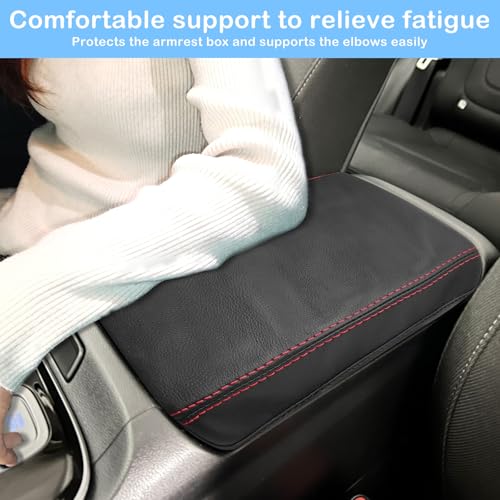 QianBao Compatible with Hyundai Tucson 2022 2023 2024 Leather Armrest Box Center Console Cover Middle Console Cover Protector Red Stitches