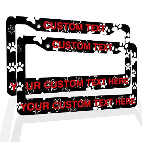Your Custom Text Plate Frame Custom Personalized Text License Plate Frame Custom Funny License Plate Holder Custom Funny License Plate Holder - Dog Paw Prints - color: dog paws, size: Two frames