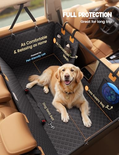 Lamicall Dog Car Seat Cover for Back Seat - [Upgraded Anti-Ripped] Back Seat Extender for Dogs Hard Bottom, Waterproof Dog Hammock for Car with Mesh Window, Pet Backseat Protector SUV & Small Truck L - size: For Cars/ SUV/ Small Truck