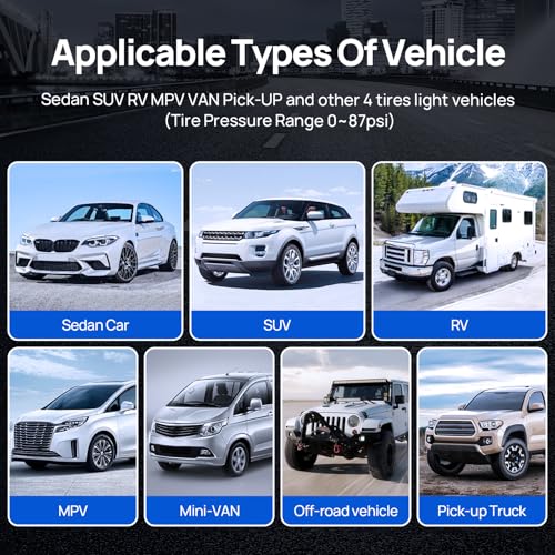 Masoll RV tire Pressure Monitoring System, Wireless TPMS Tire Pressure Monitor System with Solar Charger, RV TPMS with 4 tire Pressure Sensors & 6 Alarm Modes(0-87 PSI)