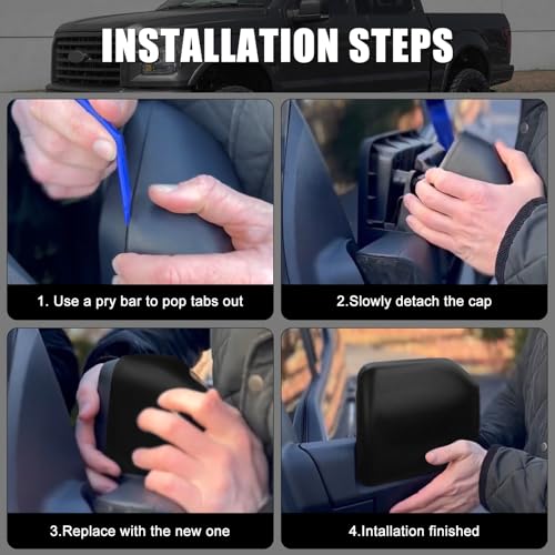Textured Direct Replacement Side Mirror Covers Caps for 2015-2020 Ford F150, Directly Replace Style, Not Sticker Style - color: Textured