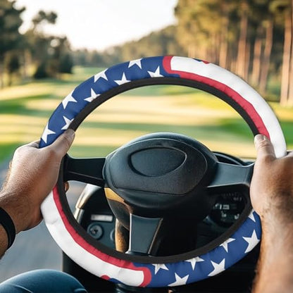 4th of July Steering Wheel Cover Protector Golf Cart Steering Wheel Anti-Slip Club Car Precedent Golf Cart Steering Wheel Cover Odorless Auto Steering Wheel Wrap for Winter - color: 4th of July Print