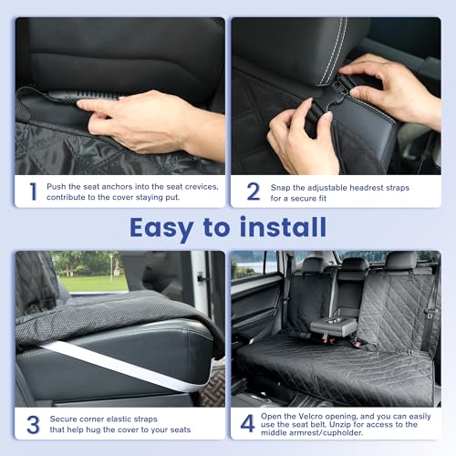 ALLANSING Back Seat Cover for Large SUVs/Trucks Rear Split Bench - Heavy-Duty 900D Waterproof Non-Slip Car Seat Protector for Messy Kids & Drooling Dogs, Easy Clean(Black) - size: Large-56"w
