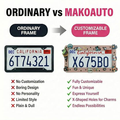 DIY Charm License Plate Frame Hot Pink, 1-Pack Premium TPU License Plate Holder Compatible with Shoe Charms, Anti-Theft Stainless Steel Hardware Kit & Tools, Rattle-Proof Drainage Design - color: Pink, size: 1 PC