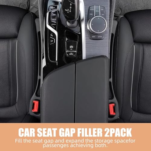 Car Seat Gap Filler Set of 2, Premium Interior Car Accessories, Multifunctional Car Storage Solution with Non-Slip Design, Fits Most Vehicles (Black) - color: Black